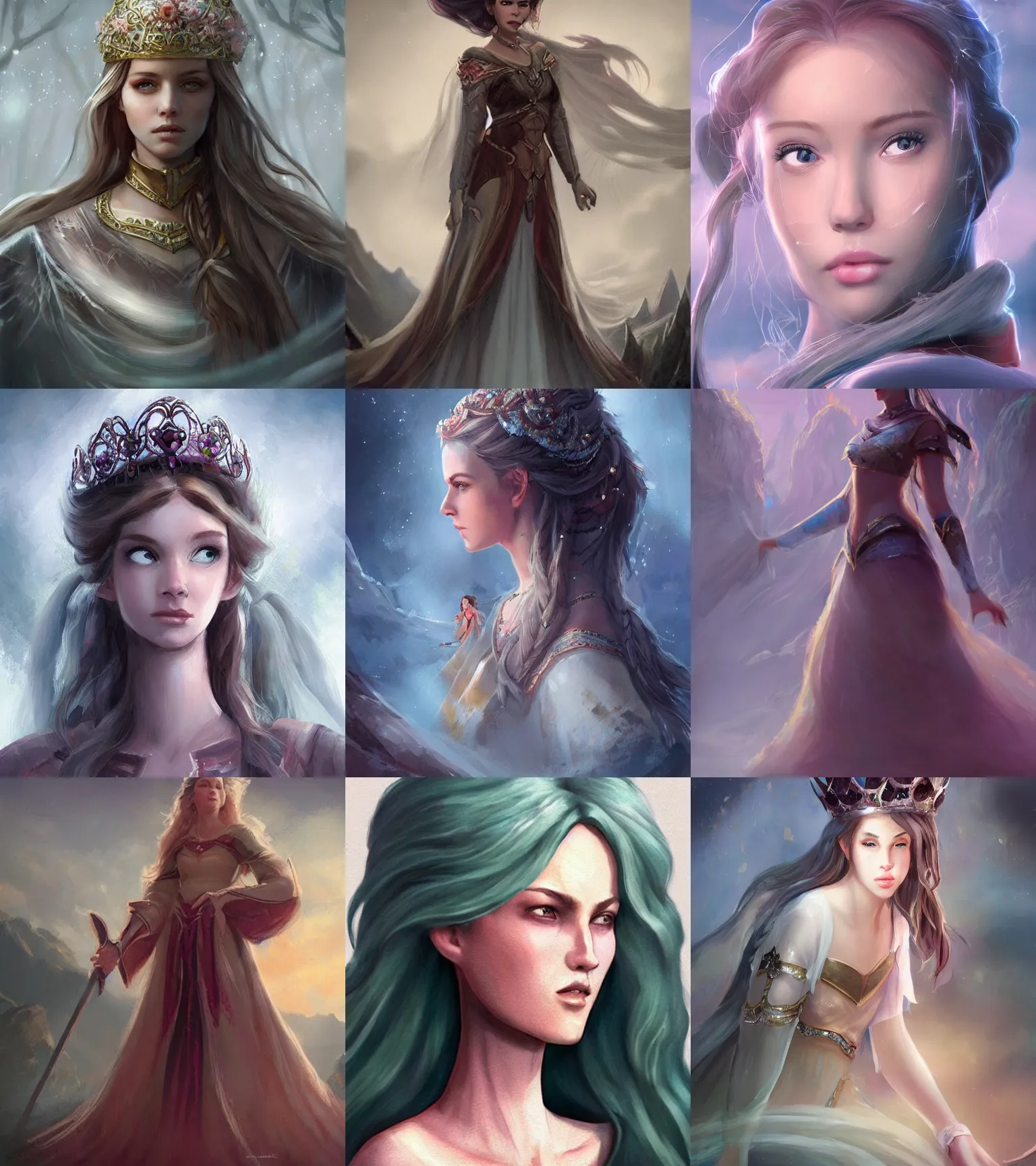 Prompt: the most beautiful giant princess, concept art, hyperrealistic, cinematic, dreamy