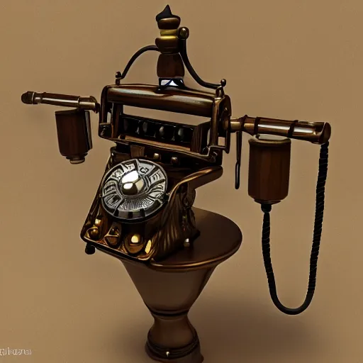 Prompt: steampunk style telephone, concept art, octane render