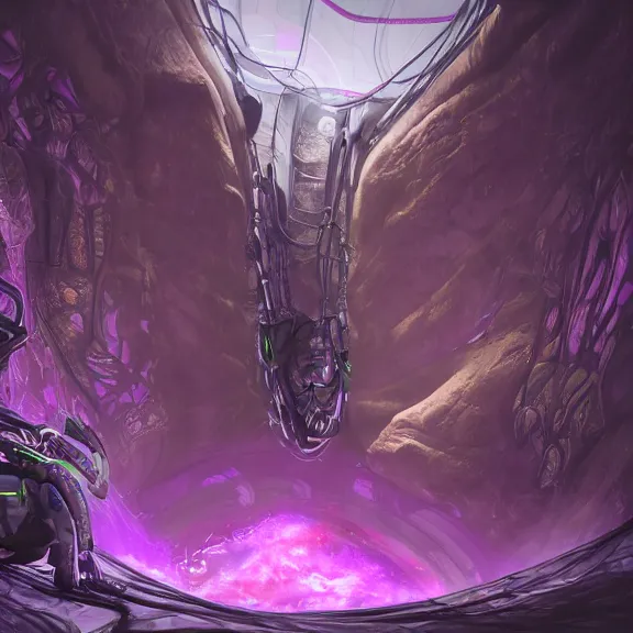 Prompt: inside a cavernous robotic stomach, the walls purple and pulsing, acid pooling inside, acid melting a small dragon, food pov, micro pov, prey pov, vore, dragon vore, digital art, pov furry art, anthro art, furry, warframe art, high quality, 8k 3D realistic, macro art, micro art, Furaffinity, Deviantart, Eka's Portal, G6