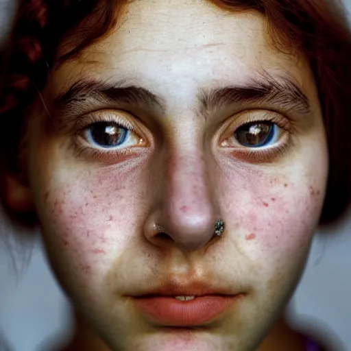 Image similar to Portrait of the 22 year old girl named Buse Tuhan, close-up, by Martin Schoeller