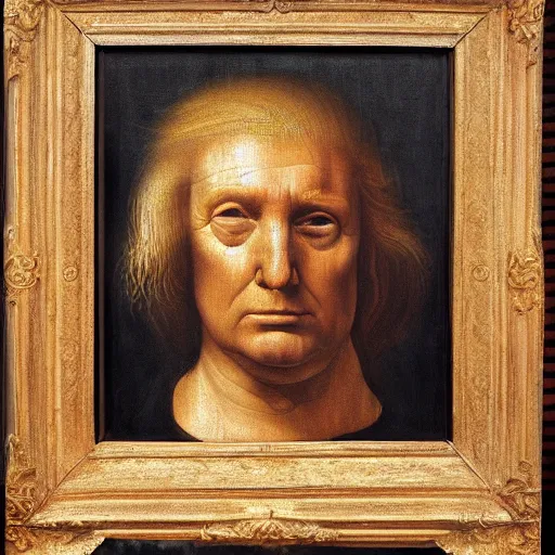 Prompt: a beautiful painting of donald trump by leonardo da vinci, ultra - detailed, 8 k