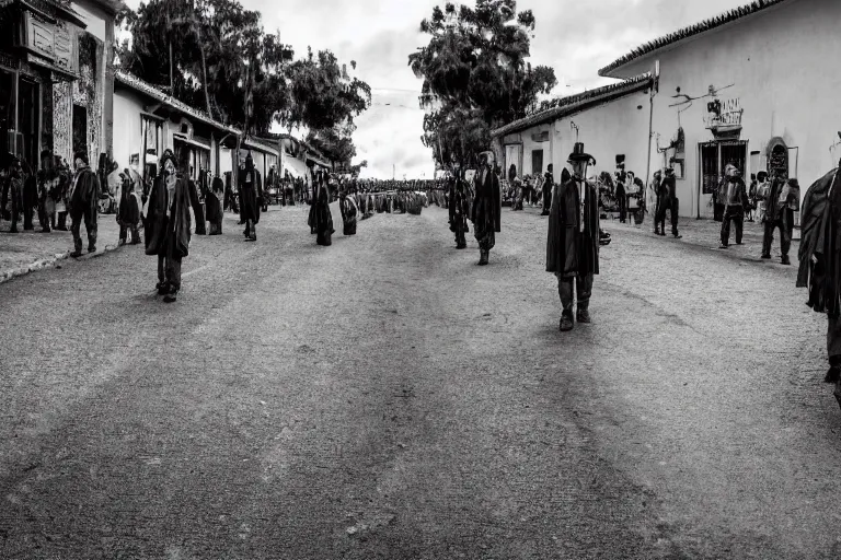 Prompt: cinematography parade in san magel de ayende by Emmanuel Lubezki