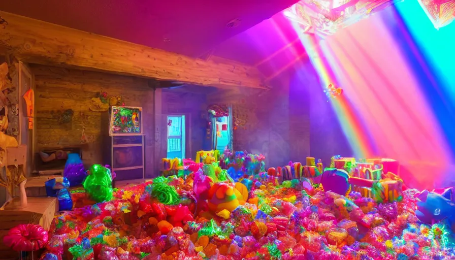 Image similar to House made of candy ,god rays, incredible lighting, 4k photography award winning,