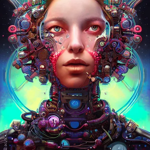 Image similar to cosmic fractal biopunk lofi portrait, pixar style, by tristan eaton stanley artgerm and tom bagshaw.