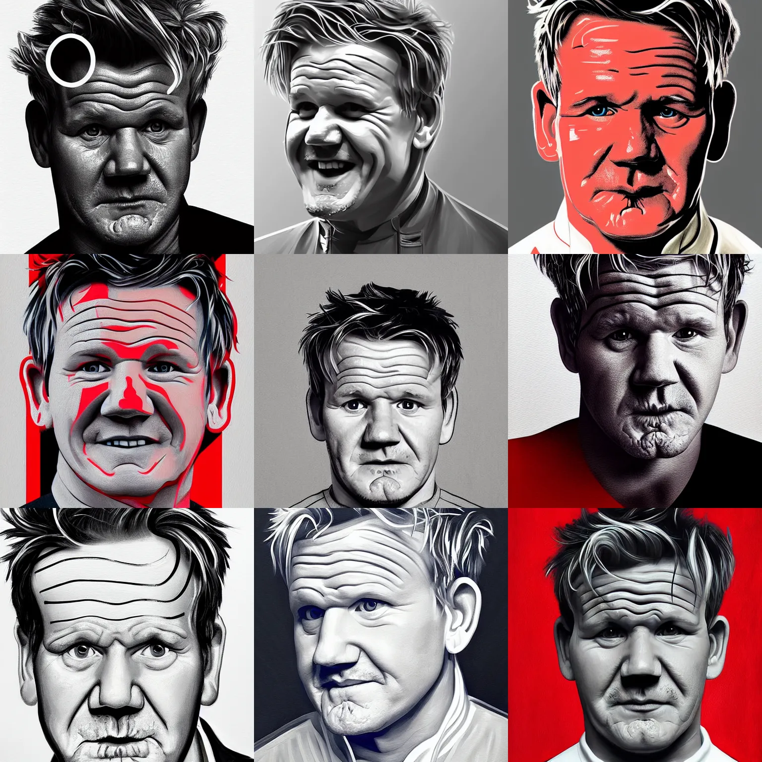 Prompt: a portrait of gordon ramsay, ultrafine detailed painting, behance contest winner, geometric abstract art, angular