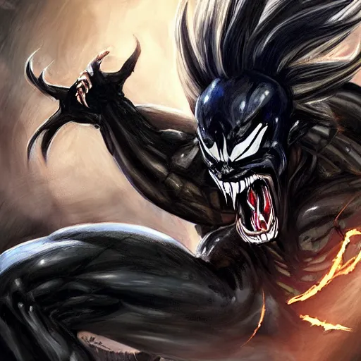 Prompt: a sketch of son goku as venom the symbiote | venom movie | ~ ~ cinematic ~ ~ lighting | award - winning | closeup portrait | by donato giancola and mandy jurgens and charlie bowater | featured on artstation | pencil sketch | sci - fi alien