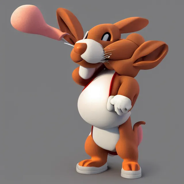 Prompt: max rabbit from sam and max smoking a cigarette, 3d