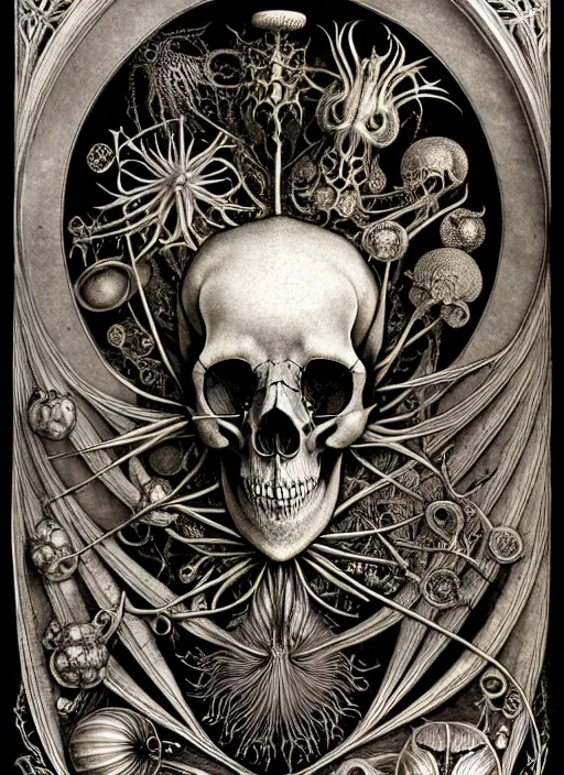 Image similar to art forms of nature by ernst haeckel, memento mori by arthur rackham, ornate antique porcelain beautiful skull mask, ultrasharp, photorealistic, hyperdetailed, octane render, polished, art nouveau, neo - gothic, gothic, intricate ornamental organic filigree, art nouveau botanicals, art forms of nature by ernst haeckel, horizontal symmetry, symbolist, visionary