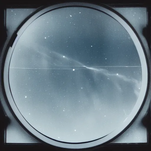 Prompt: night sky photographed through a pane of frosted glass, blacks and blues, professional photographer, museum, fotonkolor ns, 3 5 mm