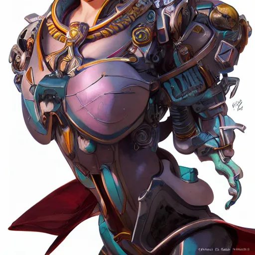 Image similar to studio portrait of lawful good colorful female holy mecha paladin absurdly beautiful, elegant, young sensual graceful woman, ultrafine hyperrealistic detailed face illustration by kim jung gi, irakli nadar, intricate linework, sharp focus, bright colors, matte, octopath traveler, final fantasy, unreal engine highly rendered, global illumination, radiant light, intricate environment