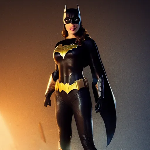 Image similar to a potrait of Gal Gadot as Batgirl with Batman v Superman style suit by Greg Rutkowski, Sung Choi, Mitchell Mohrhauser, Maciej Kuciara, Johnson Ting, Maxim Verehin, Peter Konig, 8k photorealistic, cinematic lighting, HD, high details, dramatic, trending on artstation, full body shot