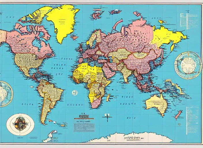 Image similar to a political map of the superstates that rule earth in the year 3 0 0 0, beautiful composition, amazing details, map illustration