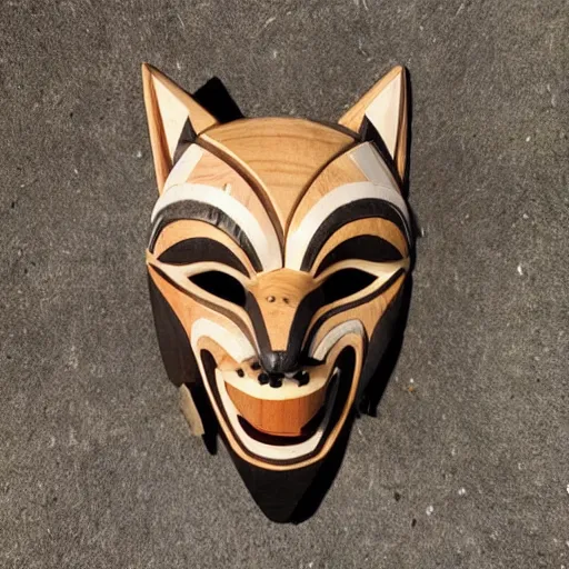 Image similar to wooden wolf spirit mask, pacific northwest indigenous style