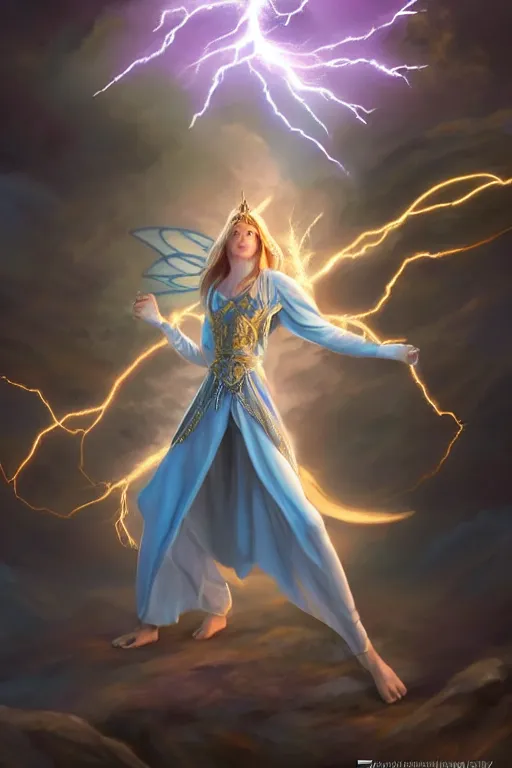 Image similar to legendary fairy prince casting a lightning spell,, lightning energy, blue energy, highly detailed, d & d, fantasy, highly detailed, digital painting, trending on artstation, concept art, sharp focus, illustration, global illumination, ray tracing, realistic shaded, art by artgerm and greg rutkowski and fuji choko and viktoria gavrilenko and hoang lap