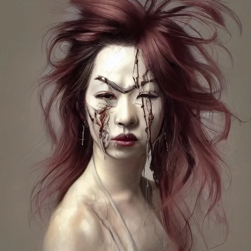 Image similar to portrait of a Shibari rope wrapped face and neck, headshot, insanely nice professional hair style, dramatic hair color, digital painting, of a old 18th century, Royal Emperor, amber jewels, baroque, ornate clothing, scifi, realistic, hyperdetailed, chiaroscuro, concept art, art by Franz Hals and Jon Foster and Ayami Kojima and Amano and Karol Bak,