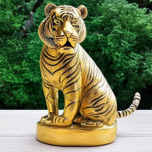 Image similar to gorgeous tiger statue with gold filigree