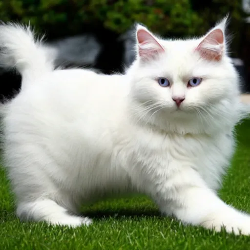 Prompt: white fluffy cat with a suit and tie