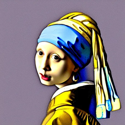 Prompt: a rabbit posing as girl with the pearl earring