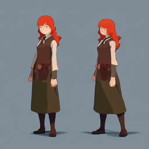 Prompt: character sheet for a ginger mage woman, atey ghailan, goro fujita, studio ghibli, rim light, sharp lighting, clear focus, very coherent,