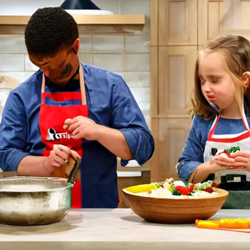 Prompt: a cooking show with kazoo kid