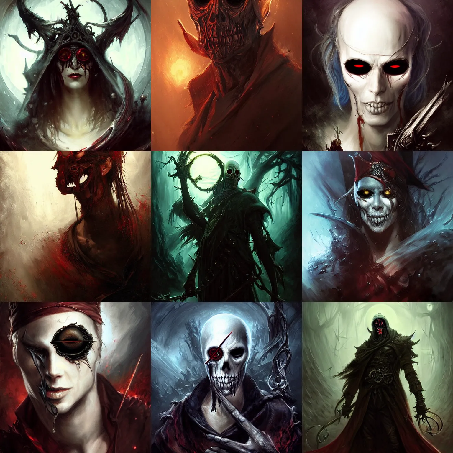 Prompt: (((((Lich Vecna))))) wearing an eye-patch!!!!!!!!! eye-patch!!!!!!!!, fantasy, horror, painted by Raymond Swanland