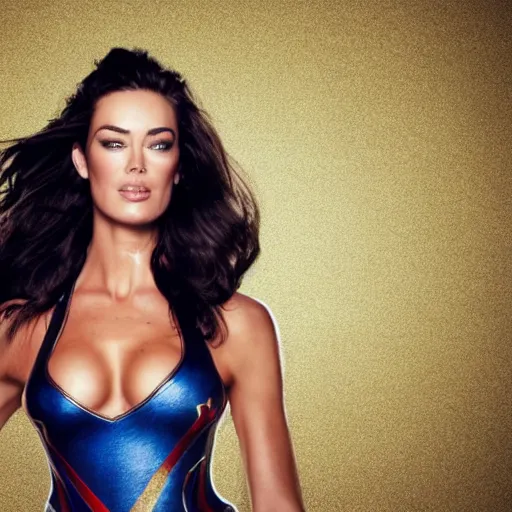 Prompt: photograph of Megan Gale as a super hero, highly detailed, headshot Portrait, hyper realistic .