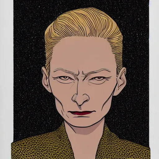 Image similar to tilda swinton retro minimalist portrait by jean giraud, moebius starwatcher comic, 8 k