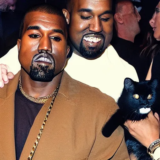 Image similar to kanye west with a cat