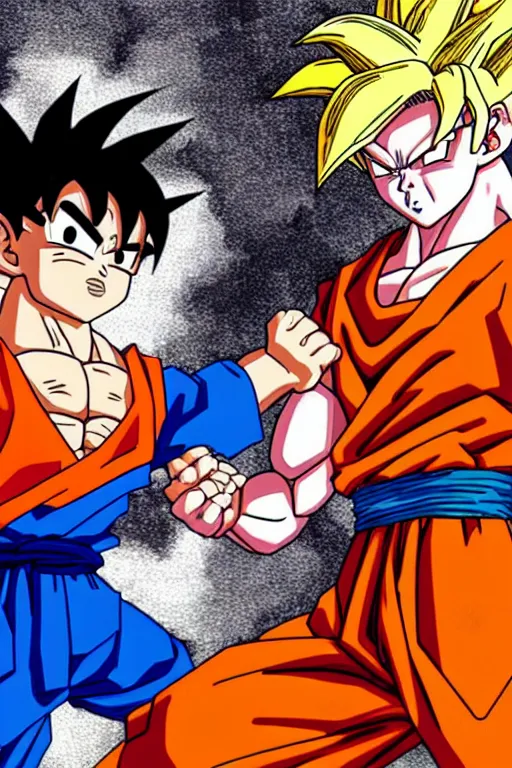 Prompt: goku fighting Jesus