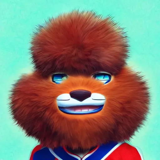 Image similar to anime Portrait of Youppi the Habs Montreal Canadiens Mascot as a very cute powerful and friendly pokemon, highly detailed anime, high evolution, 1990s, legendary, smooth, sharp focus, dynamic lighting, intricate, trending on ArtStation, illustration pokemon, art by WLOP