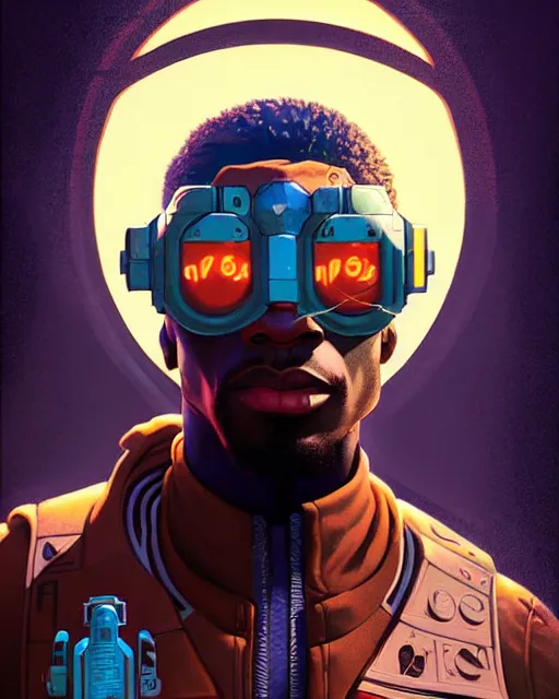 Image similar to baptiste from overwatch, character portrait, portrait, close up, concept art, intricate details, highly detailed, vintage sci - fi poster, retro future, in the style of chris foss, rodger dean, moebius, michael whelan, and gustave dore