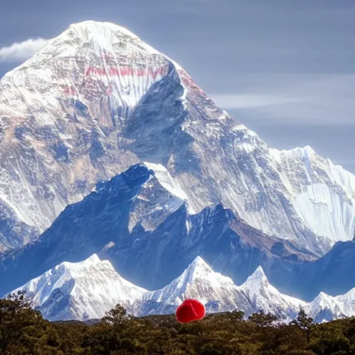 Prompt: mount everest with a giant cherry on top