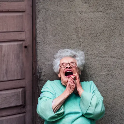 Image similar to elderly woman screaming at jesus, canon eos r 3, f / 1. 4, iso 2 0 0, 1 / 1 6 0 s, 8 k, raw, unedited, symmetrical balance, wide angle