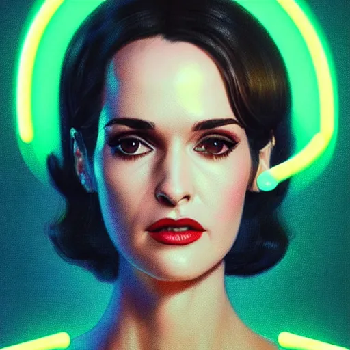 Image similar to photorealistic portrait of winona ryder, highly intricate, retro 6 0 s fashion, elegant, highly detailed, crispy quality and cyber neon light reflections, trending in artstation, trending in pinterest, glamor pose, sharp focus, no signature, no watermark, art by artgerm and greg rutkowski