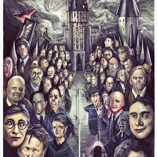 Image similar to Harry Potter and the Multiverse of Madness, surrealist, pop-culture, concept art by Famous Person