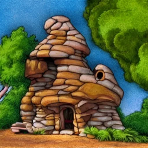 Prompt: the flintstone's house, photorealistic,