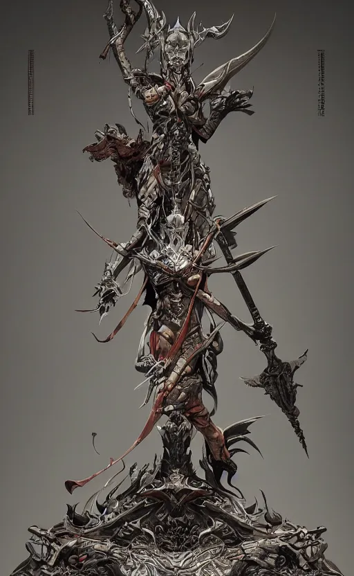 Image similar to dagger with symmetrical dagger features is legendary artifact posed on wooden stand, front game card, drark, marvel comics, dark, intricate, highly detailed, smooth, artstation, digital illustration by ruan jia and mandy jurgens and artgerm and wayne barlowe and greg rutkowski and zdislav beksinski