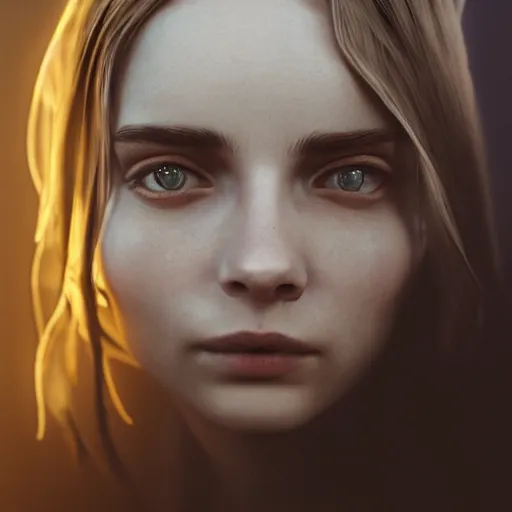 Image similar to portrait art of female angel by alessio albi 8 k ultra realistic, angel wings, lens flare, atmosphere, glow, detailed, intricate, full of colour, cinematic lighting, trending on artstation, 4 k, hyperrealistic, focused, extreme details, unreal engine 5, cinematic, masterpiece