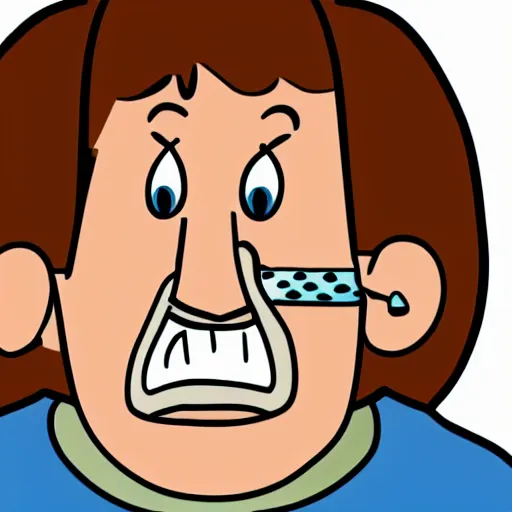 Image similar to a Pixar style cartoon of a man chewing on a bandaid.