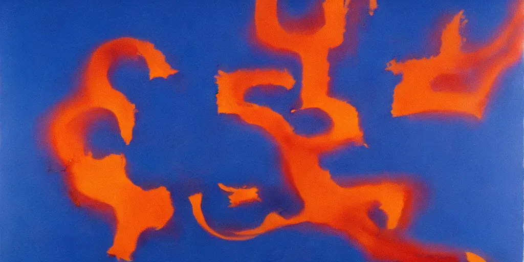 Prompt: Yves Klein Fire Painting