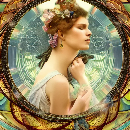 Image similar to hyperrealistic detailed seraphim with cinematic sharp focus 8 k in style of alfons mucha