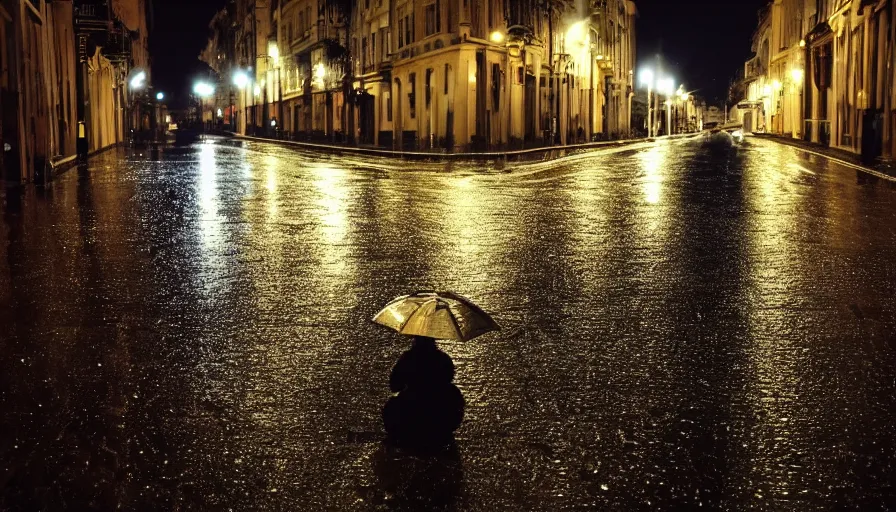 Image similar to alone in the street, at night, rain