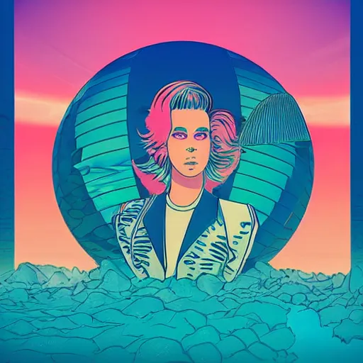 Lofi vaporwave retro futurism album artwork stable diffusion openart