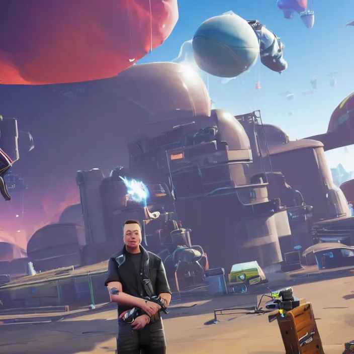 Prompt: elon musk in the video game fortnite, 3 d rendering, unreal engine, amazing likeness, very detailed