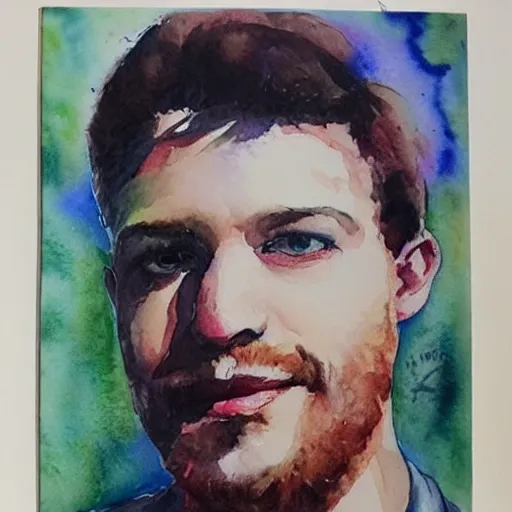 Image similar to paint with jazza portrait, watercolours