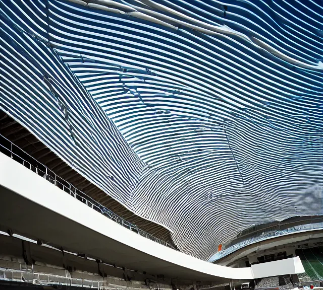 Prompt: a football stadium designed by santiago calatrava, architecture photography, award - winning photo