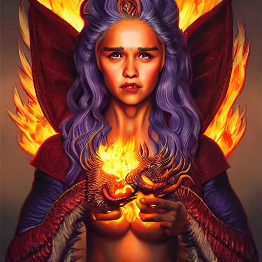 Image similar to fire flaming dragons daenerys targaryen portrait with dragons, Pixar style, by Tristan Eaton Stanley Artgerm and Tom Bagshaw.