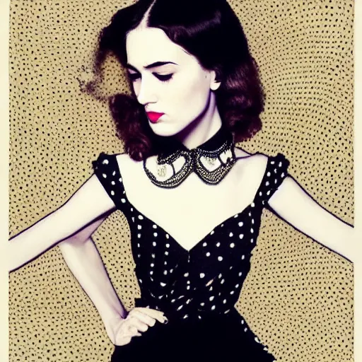 Image similar to elegant, fasionable sophisticated young emo woman in her early 2 0 s, intricate automatism, baroque, batik, ben - day dots by, norman rockwell, charles schulz, artgerm, vogue italia, trending on pinterest.