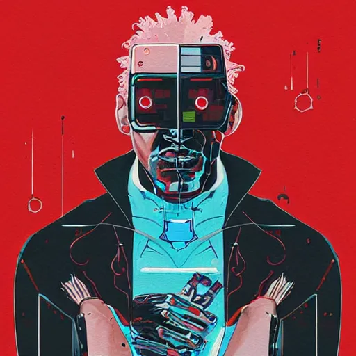 Image similar to portrait of kawhi leonard as half terminator with a robot eye in a scenic environment by conrad roset, watercolors, cybernetically enhanced, hyperdetailed, cyberpunk, cool, trending on artstation