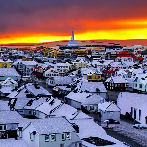 Prompt: aliens attacking reykjavik, iceland